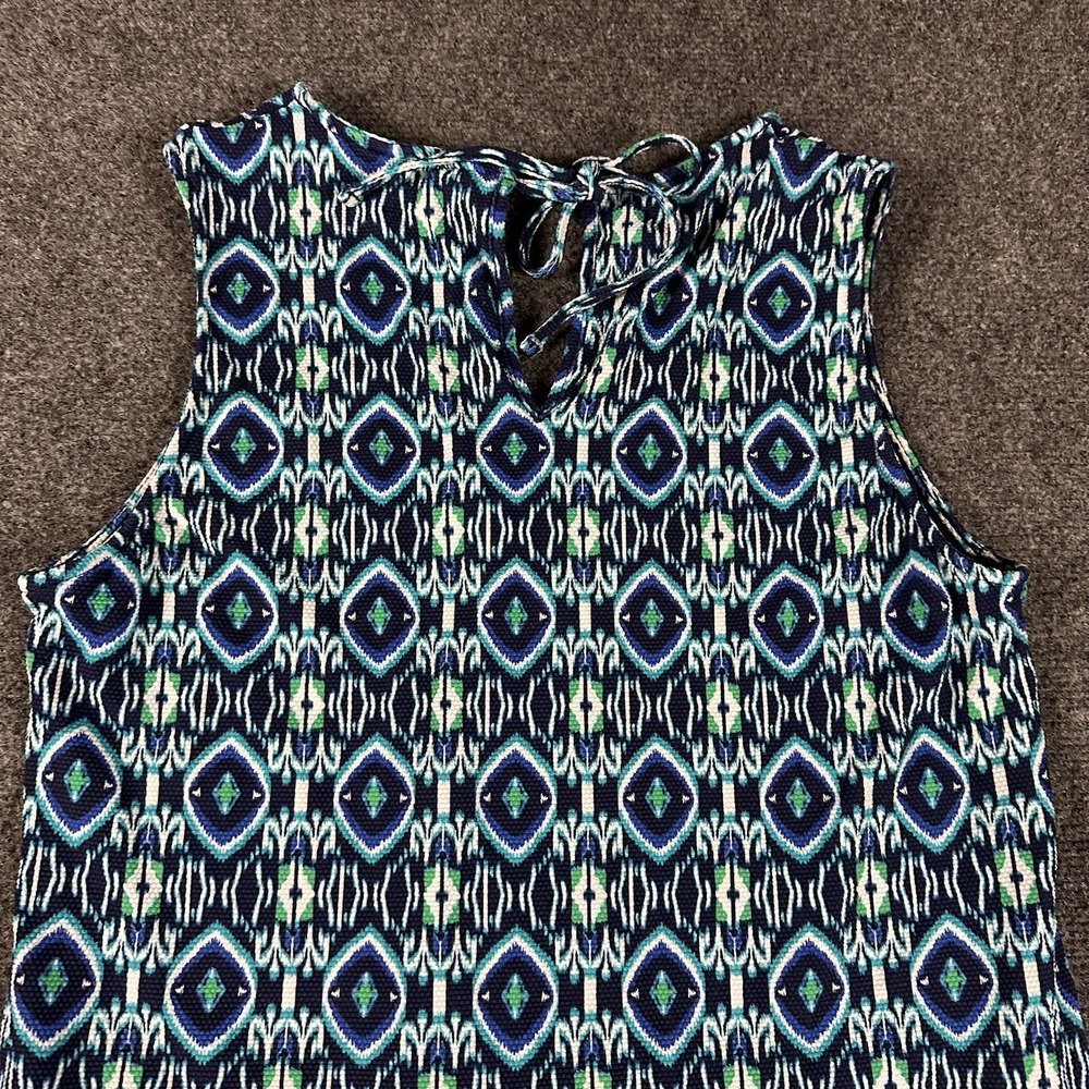 Tommy Bahama Ikat Beach Split-Neck Romper Dress  W/under Shorts Blue Sz Medium - Picture 10 of 11